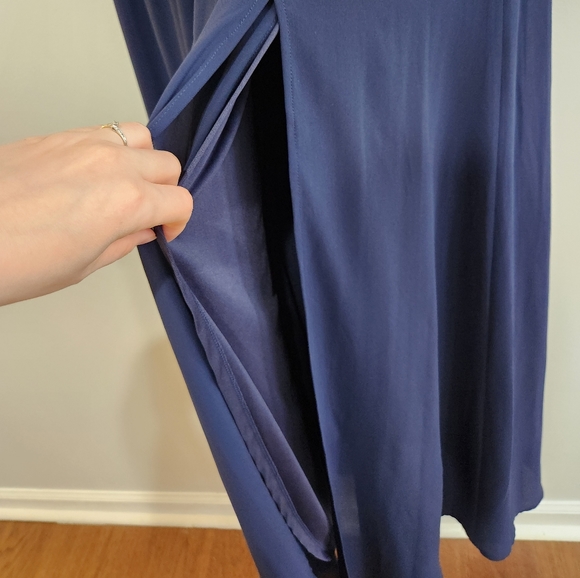 Lulu's Heavenly Hues Navy Blue Double V-Neck Maxi Dress, Size Large - Picture 9 of 14